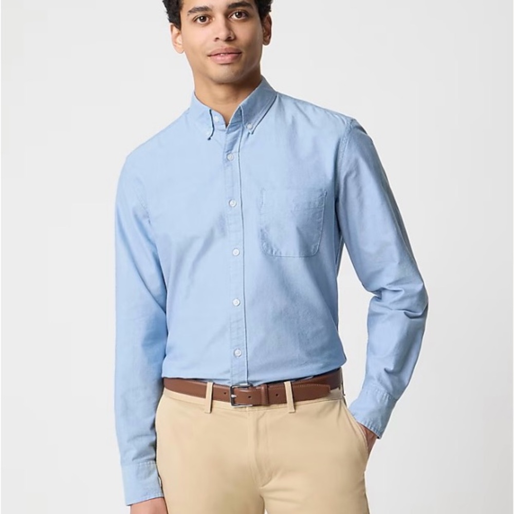 J. Crew Factory Blue Flex Oxford Medium Slim Casual Button Down Shirt